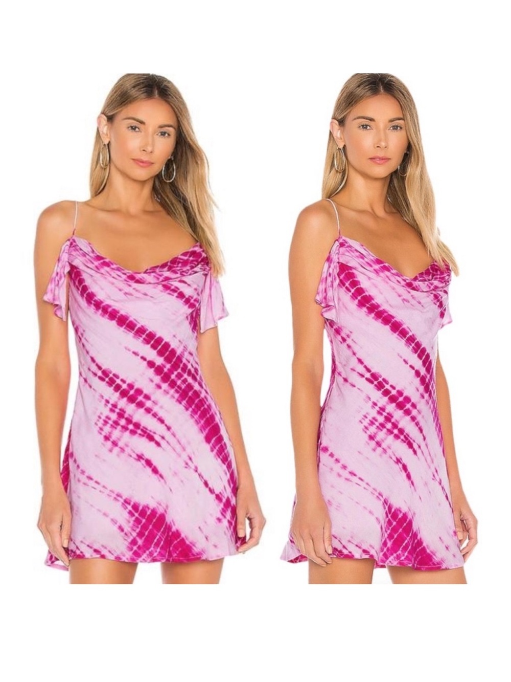LOVERS + FRIENDS pink tie dye drape front Enza mini dress XS